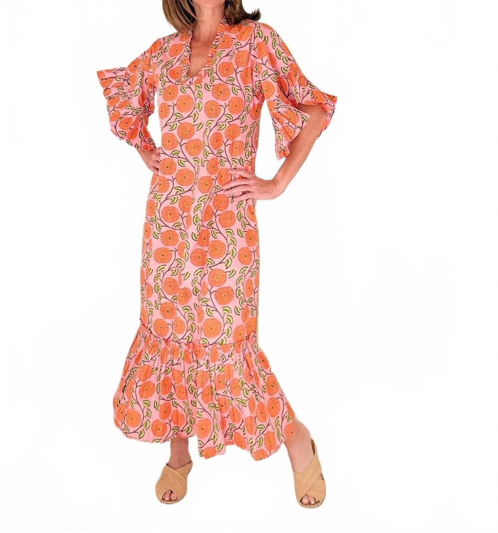 NEW FITZROY & WILLA soleil maxi dress in pink/orange floral